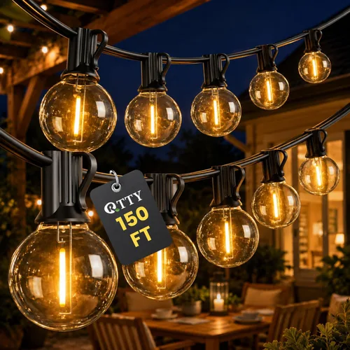 Vista 14 de RTTY Luces de Cadena para Exteriores de 25 pies, Luces Globo LED G40 para Patio con 13 Bombillas de Plástico, Irrompibles Impermeables Conectables
