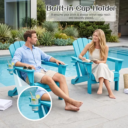 Vista 5 de Domi Folding Adirondack Chair with Cup Holder, Aruba