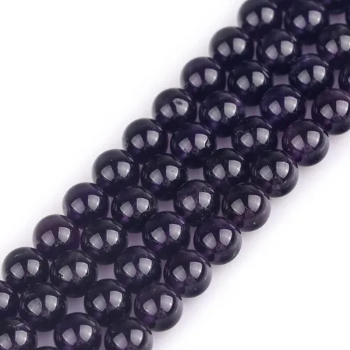 Vista 9 de GEM-Inside - 95 cuentas AA color morado oscuro de amatista de 15 pulgadas por hebra con agujero, piedras preciosas naturales y cuentas de cristal