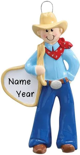 Vista 2 de Adorno navideño de vaquero personalizado Adornos personalizados de vaquero de escritura personalizada 2025