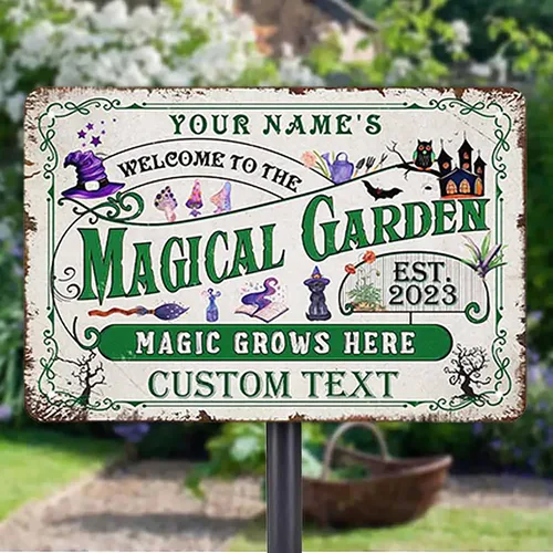 Vista 19 de Letreros de metal personalizados con nombre hechos en Estados Unidos, letrero de jardín vintage personalizado, impermeable, vintage, impresión