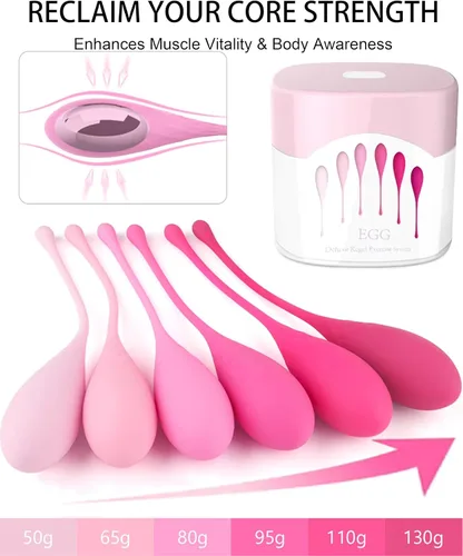 Vista 2 de 6PCS Advanced Kegel Training Set, Kegel Ejercicios Control de Peso, Diseño Integrado, Silicona de Grado Alimenticio: Sistema de Ejercicio Kegel
