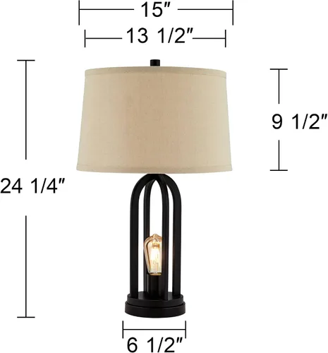 Vista 6 de Marcel 24 1/4" alta lámpara de mesa USB Juego de 2 luces LED de noche negro moderno