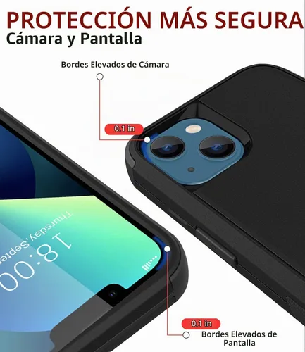 Vista 3 de Diverbox - Funda para iPhone 13 a prueba de golpes, caídas y polvo, funda de protección resistente para iPhone 13 de Apple, color negro