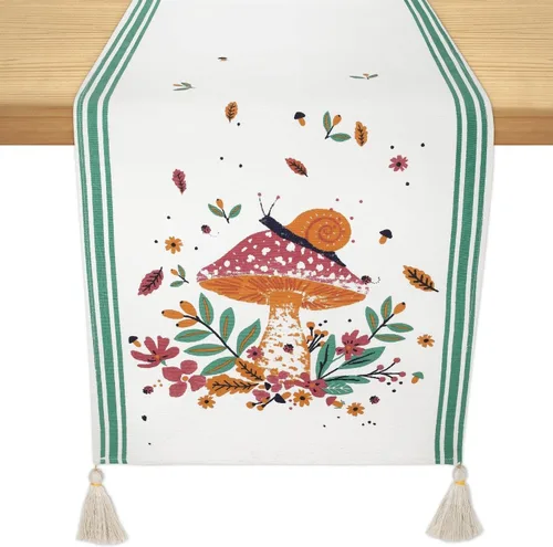 Vista 8 de Folkulture Camino de mesa Camino de mesa de otoño de 72 pulgadas de largo Camino de mesa 100% algodón para decoración de otoño o decoración