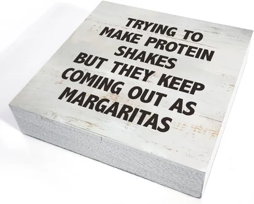 Vista 3 de Trying to Make Proteins Shakes Kitchen Quote Caja Cartel de madera