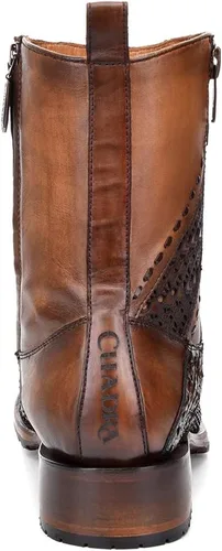 Vista 5 de Cuadra Bota para hombre en piel auténtica pitón y piel bovina con cremallera