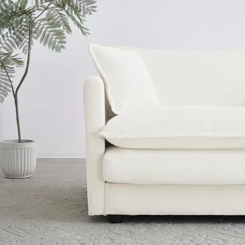 Vista 7 de Sofá modular de felpilla de 111.4 pulgadas, moderno juego de sofá de 3 asientos con asiento profundo, cómodo sofá nube con cojín de espuma doble