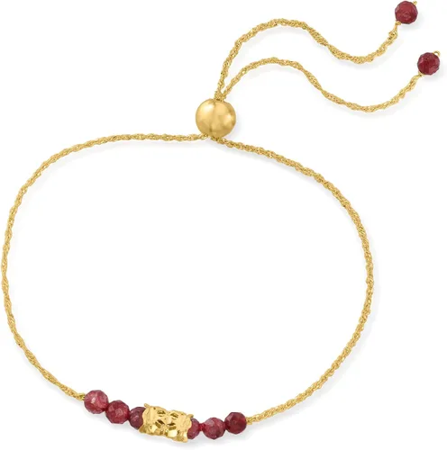 Vista 3 de Ross-Simons Pulsera Bolo de cuentas de rubí de 350 quilates en oro amarillo de 14 quilates