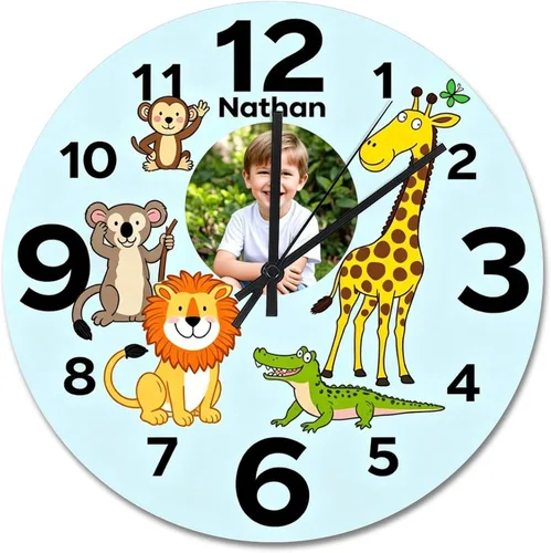 Vista 9 de ArogGeld Reloj de pared para conductor de autobús escolar, reloj de madera clásico 10 silencioso, sin tictac, de cuarzo, funciona