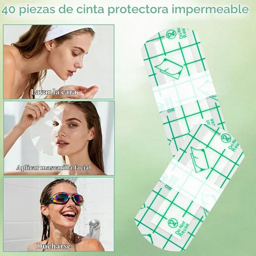 Vista 4 de 40 cubiertas de cejas, cubierta de plástico para cejas para ducha, protector de ojos impermeable para cejas, protección de tatuajes, película