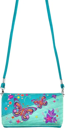 Vista 3 de Zelris Butterfly Flower Season Bordado mujeres Crossbody muñeca Trifold Wallet