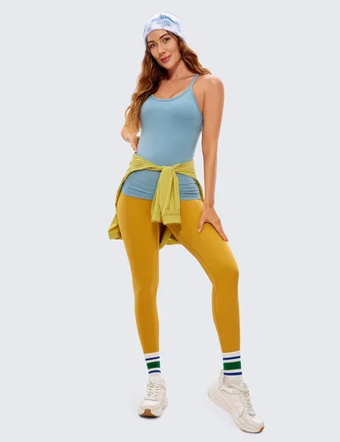 Vista 3 de CRZ YOGA - Camisetas deportivas para mujer, sin mangas, sin costuras, con espalda cruzada y brasier incorporado, camisetas para entrenamiento