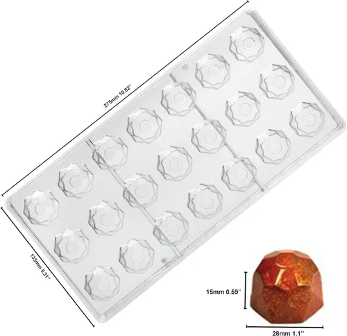 Vista 5 de Funshowcase Rosa, corazón, cúpula, diamante, forma ovalada molde de chocolate de plástico 6 piezas Set tamaño de mordida