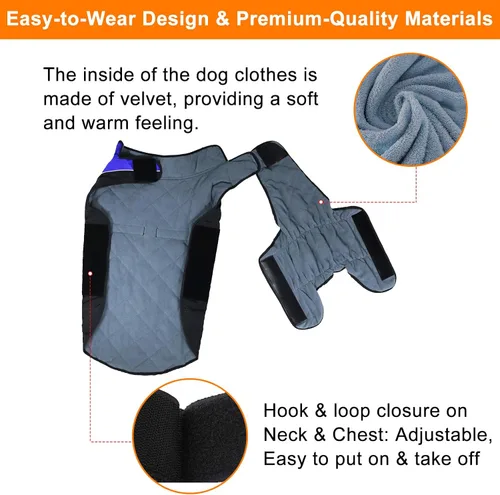 Vista 3 de Abrigo de invierno cálido para perros, Gimilife - Suéter para perros, abrigos impermeables para climas fríos, ropa para mascotas, chaqueta