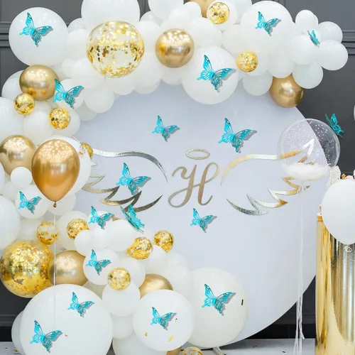 Vista 3 de Calcomanías de pared de mariposa 3D, decoraciones de mariposa para cumpleaños, bodas, fiestas, decoraciones de mariposas para decoración de sala