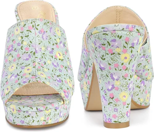 Vista 2 de Perphy Sandalias de plataforma con tacón grueso y floral para mujer
