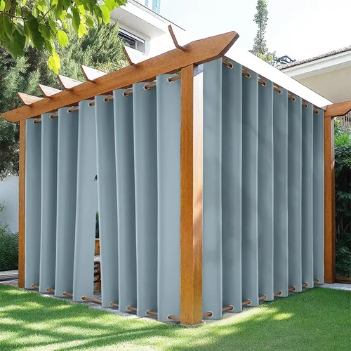 Vista 23 de HDCAXKJ Cortinas impermeables para exteriores para patio con cremallera superior e inferior, cortinas térmicas de privacidad con ojales, 2 paneles