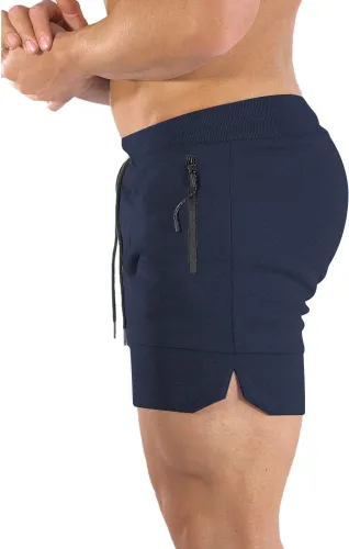 Vista 2 de PIDOGYM Pantalones cortos de entrenamiento para hombre de 5 pulgadas, pantalones cortos ajustados para culturismo, correr, entrenamiento