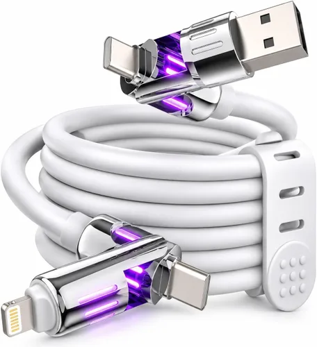 Vista 14 de MFish Cable de carga rápida 4 en 1 de 240 W, negro, 3.3 pies