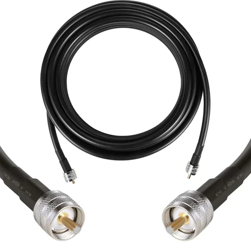Vista 8 de Cable coaxial UHF CB de 1 pie – 2 unidades, KMR195 PL259 macho a macho, cable coaxial UHF de baja pérdida, cable coaxial CB para radio HAM, radio