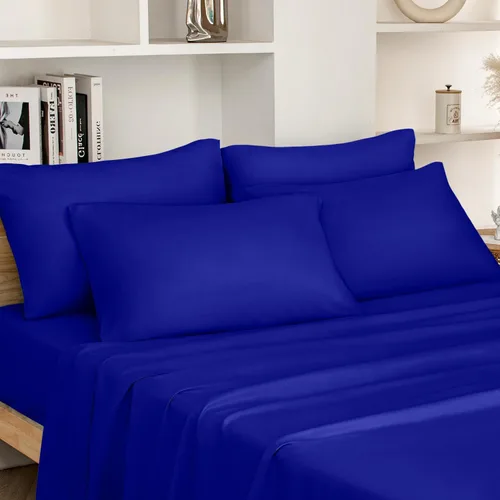 Vista 9 de HOMEIDEAS Sábanas de cama tamaño completo – Juego de 6 piezas (azul aguamarina) – Sábanas de ropa de cama de microfibra cepillada extra suave