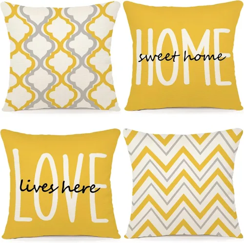 Vista 11 de YCOLL Juego de 4 fundas de almohada de estilo rústico 16x16 Fundas decorativas de almohada de lino para sofá, cama, dormitorio, decoración del hogar