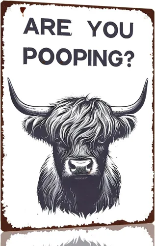 Vista 11 de Divertido arte de pared para baño, letrero de gato con texto en inglés "Are You Pooping", letreros metálicos vintage para baño, casa o apartamento