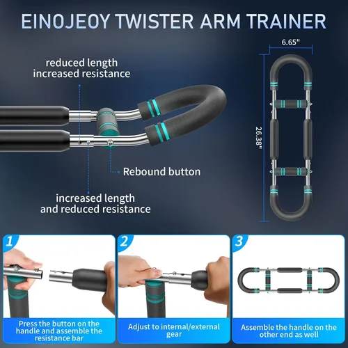 Vista 6 de Twister arm Trainer, Adjustable Resistance (40-140 lbs) Chest Workout Equipment,Forearm Power Exercise bar , pectoralis spinalis Device, Portable