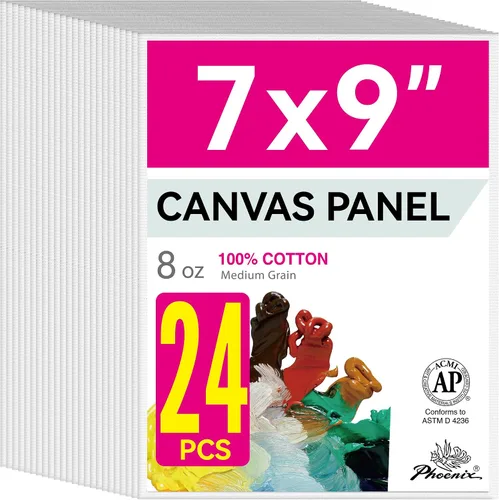 Vista 11 de PHOENIX Paneles de Lienzo Pequeños para Pintura de 3x5 Pulgadas, Paquete de Valor de 12 Unidades - 8 Oz Triple Imprimado 100% Algodón Libre de Ácido