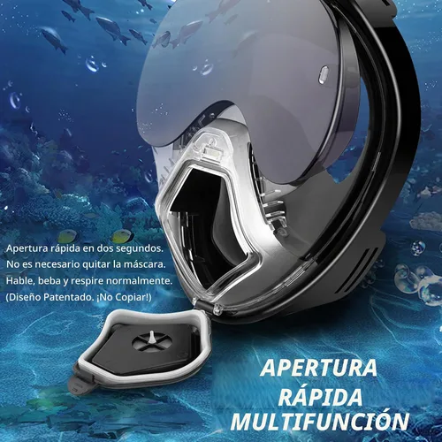 Vista 5 de Devilfish Full Face Snorkel Mask Adults, Dry Top System Snorkeling Set with Foldable Sunglasses, 180 Degree Panoramic View Snorkel Gear, Scuba