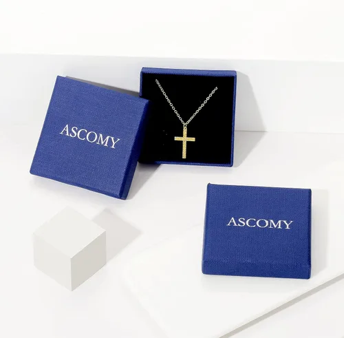 Vista 7 de ASCOMY Delicado collar con colgante solitario de diamante de circonita cúbica para mujer, chapado en oro de 14 quilates, redondo y cuadrado