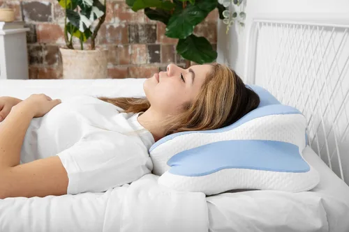 Vista 5 de Tesoro - Almohada cervical cervical, almohada ergonómica para aliviar el dolor de cuello, almohada ortopédica de contorno de espuma viscoelástica