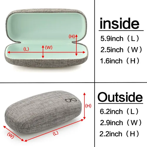 Vista 5 de Vemiss Estuche rígido para gafas con tela de lino, protector para lentes de sol, estuche grande para gafas