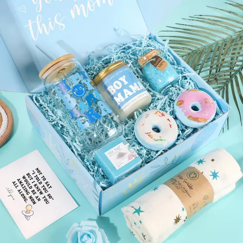 Vista 2 de iAOVUEBY Regalos para mamá y cesta de regalo para bebé, regalos de baby shower para futura mamá, regalos posparto para madres, paquete de cuidado