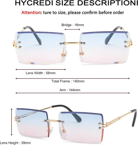 Vista 100 de Gafas de sol rectangulares para hombres/mujeres, gafas de sol pequeñas sin montura cuadrada