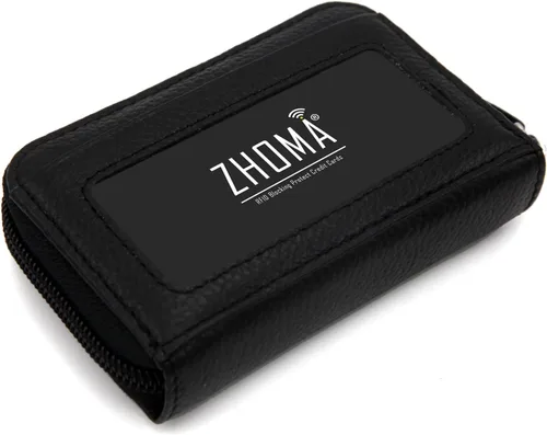 Vista 6 de Tarjetero RFID de bolsillo con ventana para ID, piel genuina, S, Negro