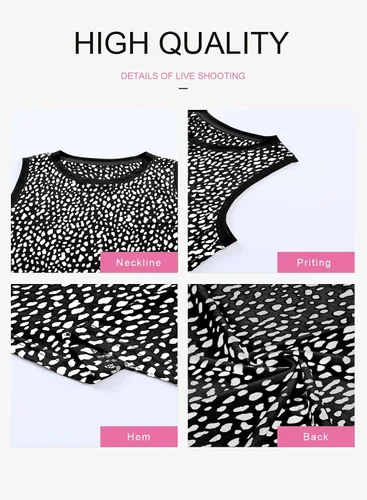 Vista 5 de Dokotoo Camisetas sin mangas con estampado de leopardo para mujer, cuello redondo, sin mangas, para verano, estilo casual