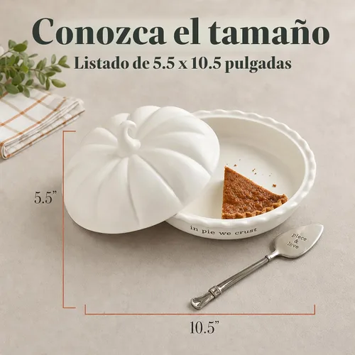 Vista 6 de Mud Pie Plato de pastel de calabaza con tapa, plato de pastel de cerámica