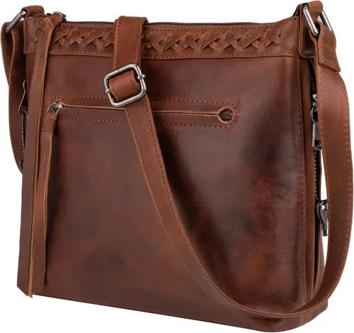 Vista 2 de Bolso cruzado de cuero oculto para mujer, con cierre YKK, bolsa de hombro universal