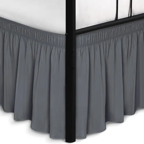 Vista 9 de Biscaynebay Faldas de cama envolventes con esquinas divididas para camas Twin/Twin XL de 15 pulgadas de caída, volantes de polvo elásticos Negro