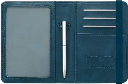 Vista 3 de HOTCOOL - Cartera de cuero con bloqueo RFID con correa elástica, con funda de viaje para pasaporte, West Cowboy - Azul marino, talla única, 1