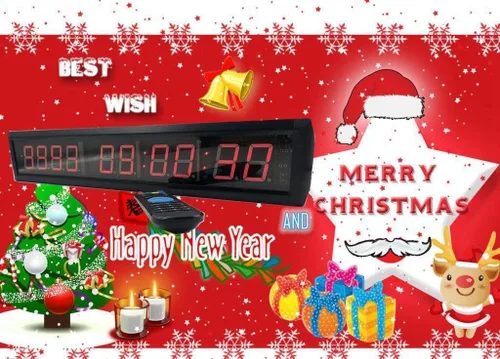 Vista 4 de AZOOU 1.8 pulgadas 10 dígitos color rojo temporizador LED cuenta regresiva/arriba montado en la pared reloj con días horas minutos segundos