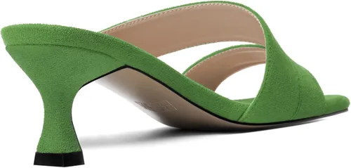 Vista 5 de Sandalias de tacón bajo para mujer, de gamuza sólida, puntera cuadrada, de 2 pulgadas