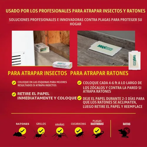Vista 4 de Catcmaster MB 72 Bulk glue boards for mice & insects, pesticide-free sticky traps for spiders, crickets & roaches, home & garage pest control