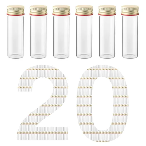 Vista 15 de Tubos de Ensayo de Vidrio para Plantas 20 piezas, 25x150mm vol. 50ml (1.69oz) Vasos de Chupito de Tubo de Ensayo con Tapones de Corcho, LVH009