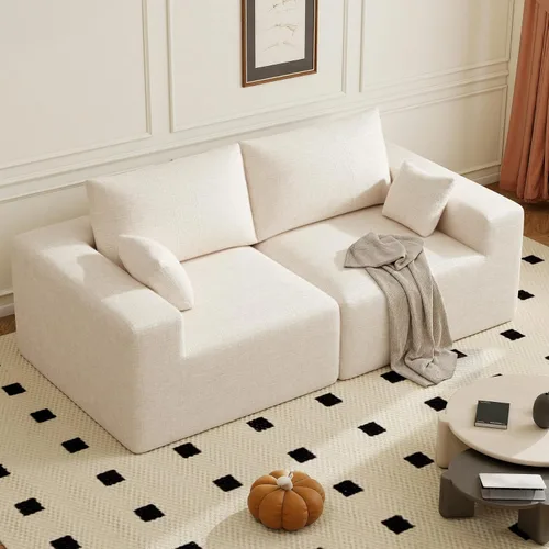 Vista 10 de Sofá modular de 146 pulgadas, sofás de nube convertibles en forma de U para sala de estar con otomana, juego de sofá de pana de 6 plazas sin hueso