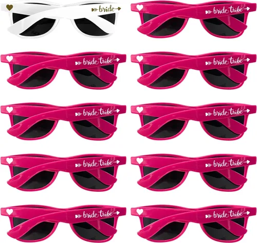 Vista 14 de LADY&HOME Paquete de 10 regalos de despedida de soltera, gafas de sol retro Negro