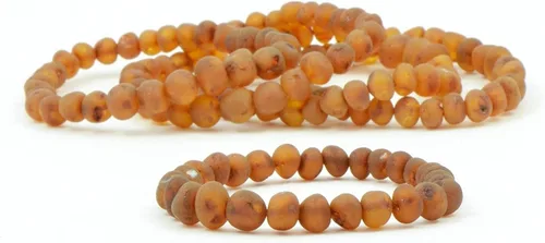 Vista 5 de Pulseras de ámbar crudo para adultos hechas con banda elástica, 7 pulgadas, hechas a mano con cuentas de ámbar báltico sin pulir/certificado