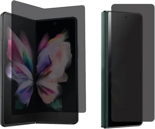Vista 5 de AHERLCG (1 juego de 2 piezas) Protector de pantalla de privacidad diseñado para Galaxy Z Fold 3, 1 unidad exterior (frontal) + 1 película